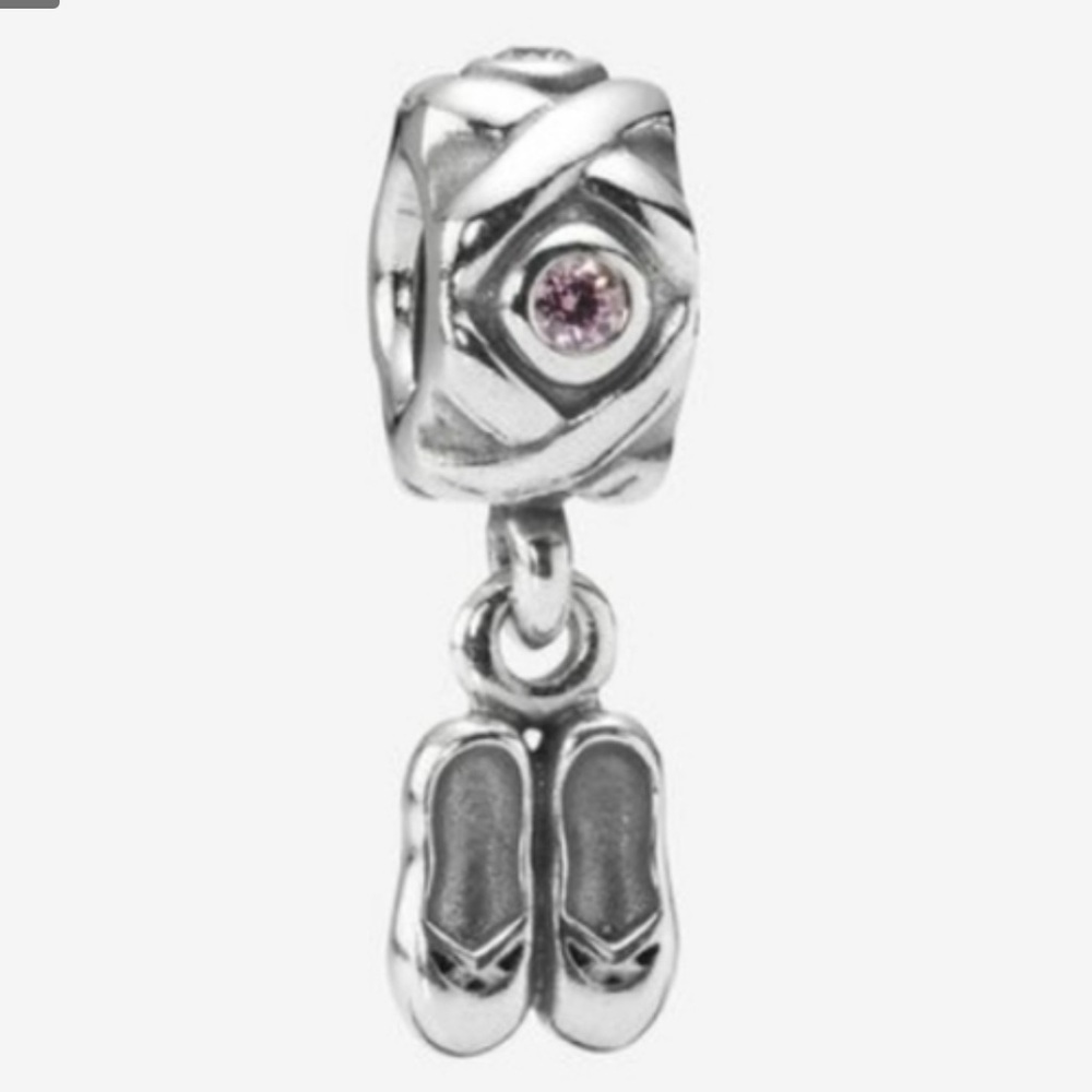 🩰RETIRED AUTHENTIC PANDORA BALLET SLIPPERS DANCER DANGLING CHARM STERLING SILVER